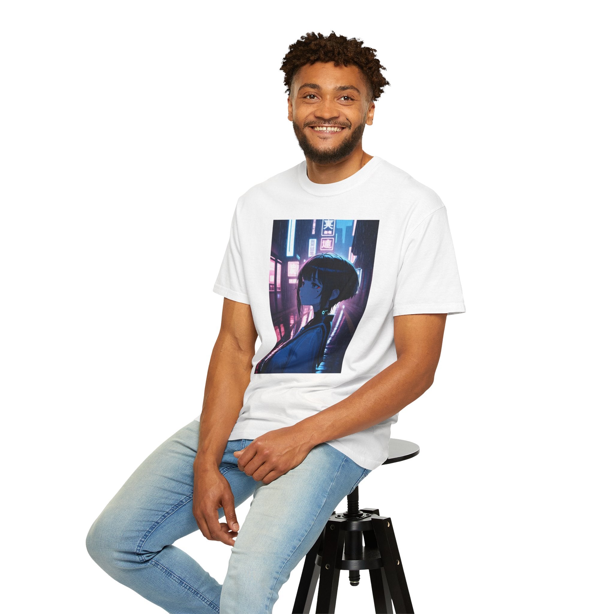 Cyberpunk Girl T-Shirt — Neon City Portrait Tee