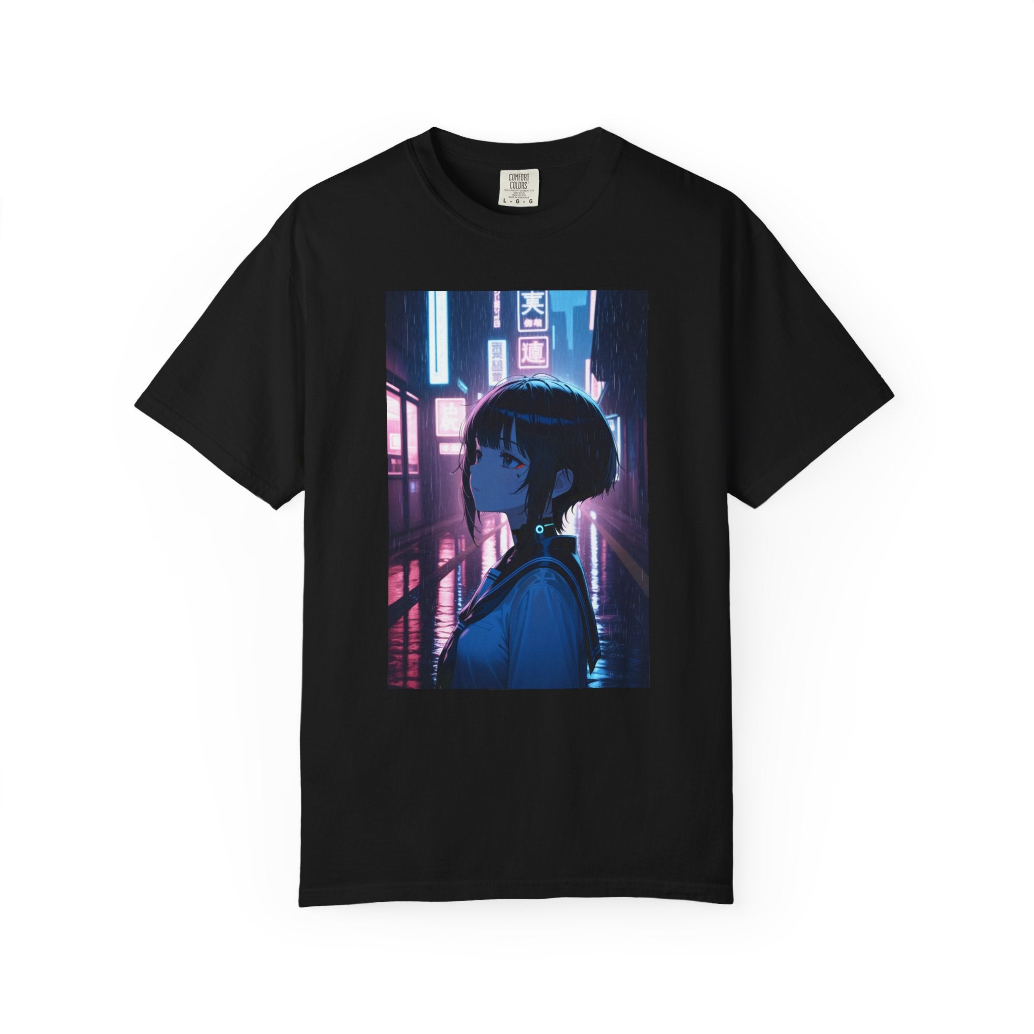 Cyberpunk Girl T-Shirt — Neon City Portrait Tee